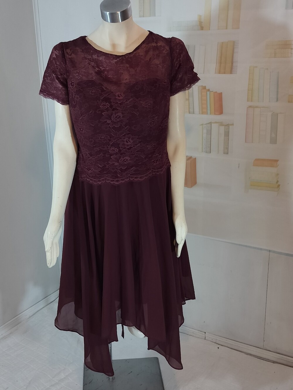 & Other Stories Plum Lace Bodice Midi Dress
